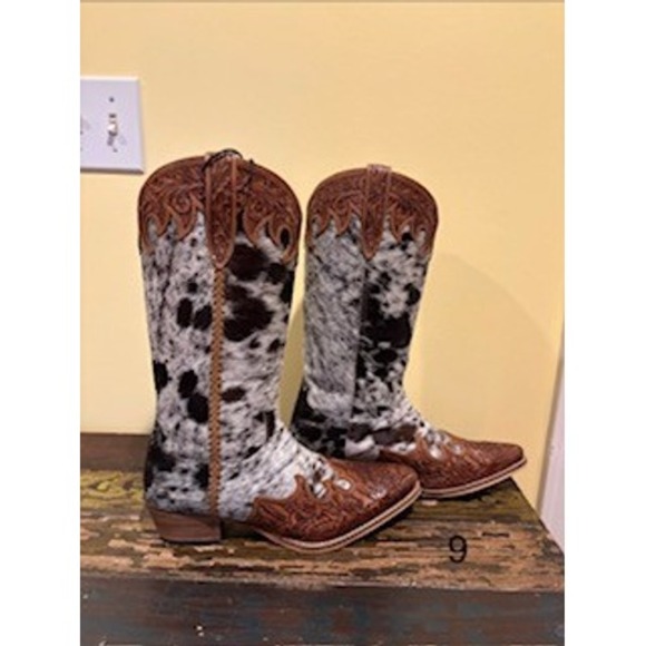 Myra Bag Adelaide Hair On Hide Tooled Leather Western Cowboy Boots Size 9 NWT - Picture 7 of 10